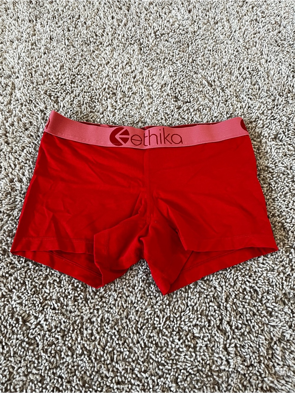 ethika Red Women's Stretch Boyshorts with Logo Waistband
